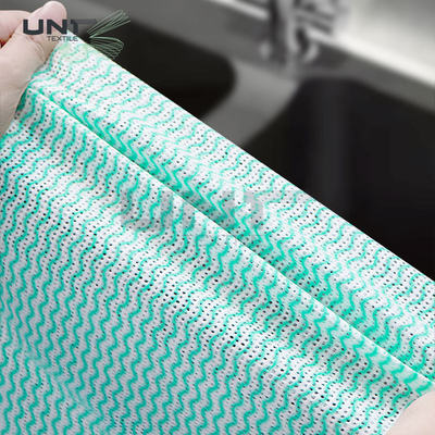 Perforated Wavy Pattern Spunlace Non Woven Fabric For Kitchen Rag Rolls